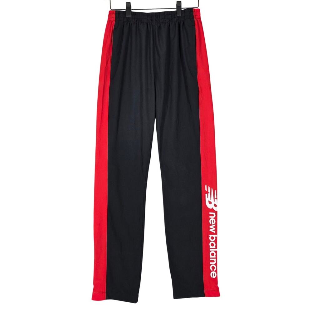 NEW BALANCE ATHLETIC TRACK PANTS – BLACK/RED – SIZE S – ZIPPER ANKLES
